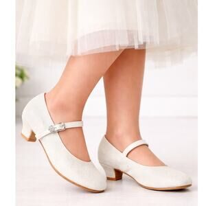 EIGHT KM Minerva White Girls Mary Jane Heels Size 3 US – Party Dress Shoes